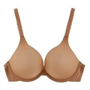 New NWT Undies.com Microfiber Classic Deep Plunge Push-Up Bra Tan Nude 32 DD